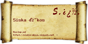 Siska Ákos névjegykártya
